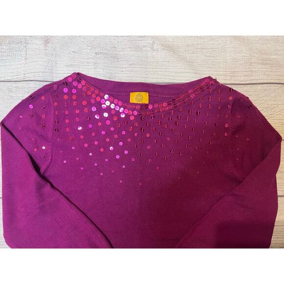 Ruby Rd Petite PL Purple Sequin Sweater 3/4 Sleeve Rayon Blend - Picture 4 of 5